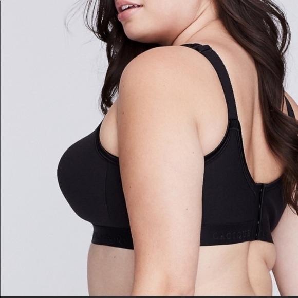 Cacique Sexy Sensual Wirefree Full Coverage  Cotton Black Bra 40DD - Picture 2 of 5